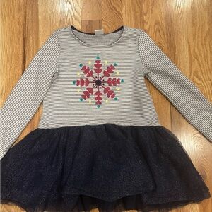 Gymboree Navy and White snowflake winter tutu  Top dress 5-6